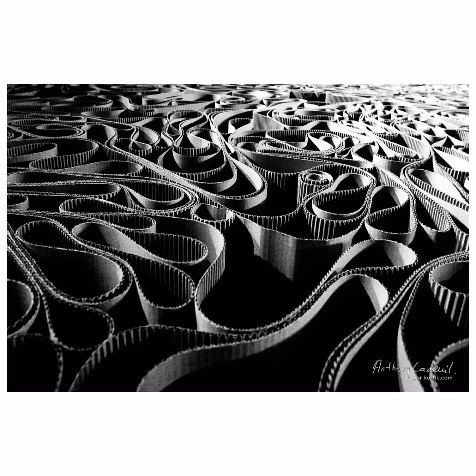 installation de cartons ondulés simulant un labyrinthe infini